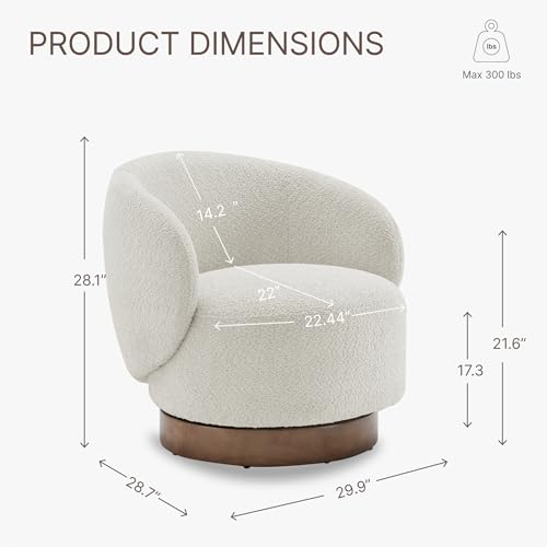 KISLOT Swivel Accent Chair Round Barrel Armchair Upholstered Performance Fabric for Living Room Bedroom Reading Waitingroom,2 PCS,Cream KISLOT