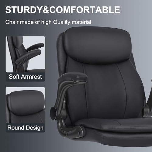 Misolant Drafting Chair, Tall Office Chair for Standing Desk, High Leather Executive Office Chair with Adjustable Height and Flip-up Armrest for Counter Height Desk Misolant