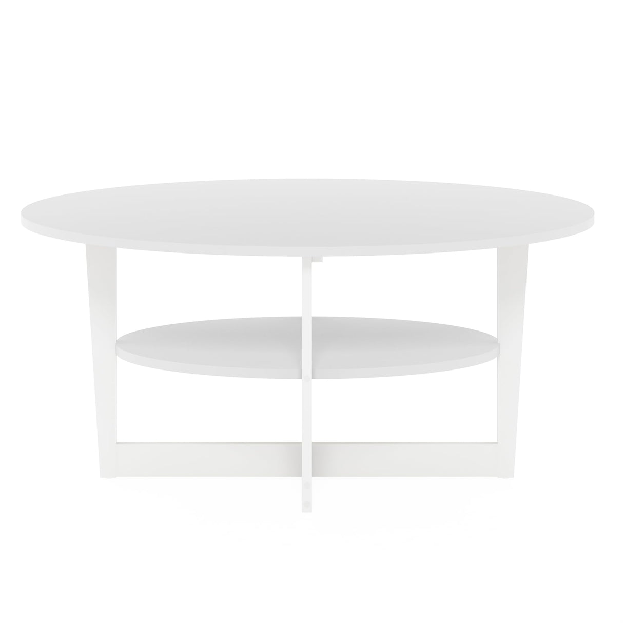 Furinno Jaya Oval Coffee Table, 35.43 (W) x 16.49 (H) x 19.69 (D) inches, White Furinno