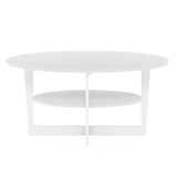 Furinno Jaya Oval Coffee Table, 35.43 (W) x 16.49 (H) x 19.69 (D) inches, White Furinno