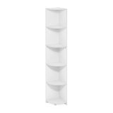 Furinno Econ 5-Tier Corner Shelf Bookcase, Bookshelf, White Furinno