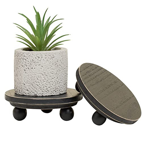 Defined Deco Mini risers for display,Wood Risers for Decor,Small 5”Round Wooden Riser, Farmhouse Wood Riser, Rustic Pedestal Display Stand,Display Risers for Tiered Tray Decor(Set of 2,Black) DD DEFINED DECO