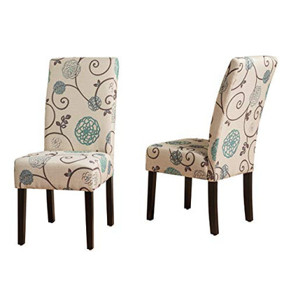 Christopher Knight Home Pertica Fabric Dining Chairs, 2-Pcs Set, Polyester White And Blue Floral - WoodArtSupply