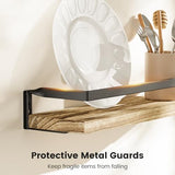 AMADA HOMEFURNISHING Bathroom Shelves with Towel Bar, Floating Shelves, Wall Shelves for Bathroom/Living Room/Kitchen/Bedroom, Light Brown Shelves Set of 2 - AMFS01 AMADA HOMEFURNISHING