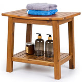 Upolana Teak Shower Bench, 20" Solid Wood Shower Stool Waterproof Shower Seat with Storage Shelf for Bathroom, Indoor & Outdoor Use Upolana