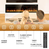 Eueiriup 2025Newly Upgraged 72 inch Ultra Thin Electric Fireplace Inserts and Wall Mounted with Remote Control & Touch Screen 1500W Fireplace Heater with Timer Eueiriup