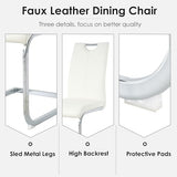 RGZ Modern Oval Dining Table Set for 6, 71" Cream White Kitchen Table with Ripple Legs & 6 White Silver Faux Leather Chairs, Easy to Clean Dinner Table Set for Office, Home, Dining Room RGZ