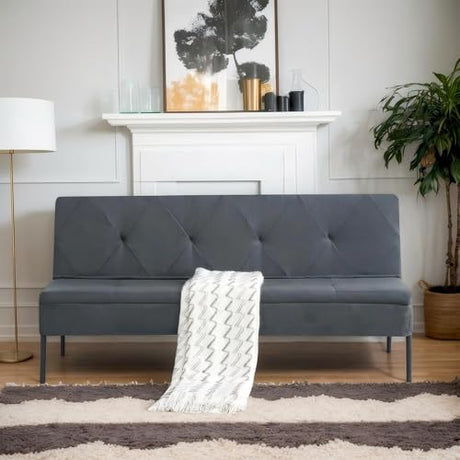Anwick Modern Fabric Sofa Bed Futon,Convertible Sleeper Bed Folding Couches with 3 Reclining Angles,Split Back 69" Small Recliner Loveseat for Living Room Apartment Office (Grey, 69") Anwick