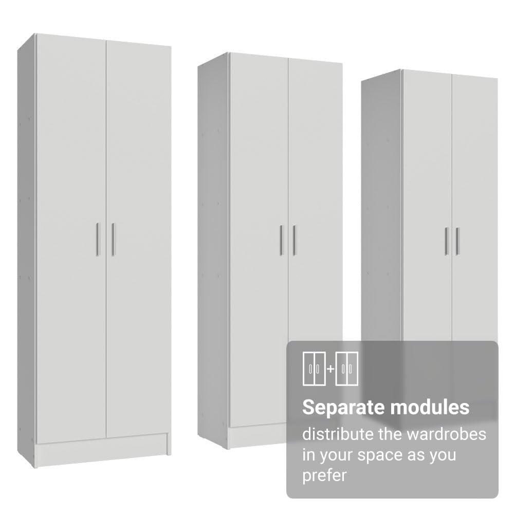 Madesa Wardrobe Armoire Closet Storage Cabinet, 6 Doors, 15 Utility Shelves, 71 Inch Wooden Organization Unit, White Madesa