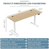 Shintenchi Standing Desk, 63x24 Inch Height Adjustable Electric Sit Stand up Desk, Ergonomic Rising Computer Table, Modern Lift Gaming Desk Workstation for Home Office, White Shintenchi