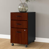Bush Business Furniture Series A 3 Drawer Mobile File Cabinet in Hansen Cherry & Galaxy - Assembled, Rolling Document Storage for Home or Professional Office Bush Business Furniture