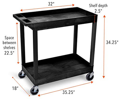 Stand Steady Original Tubstr 2 Shelf Utility Cart/Service Cart Supports up to 400 lbs. - Heavy-Duty Storage Cart for Garage, Warehouse, Kitchens, - WoodArtSupply