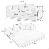 79.5" Folding Convertible Sofa Bed with Side Storage Pockets, 4-in-1 Corduroy Boneless Couch, No Assembly Loveseat Sleeper, Floor Sofa Daybed Futon Couch for Living Room Bedroom Lounge, Black Upgraded Asucoora
