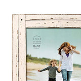 Prinz Homestead 8x10 Distressed Wood Picture Frame, Antique White, Tabletop or Wall Mount Prinz