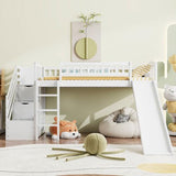 Harper & Bright Designs Kids Loft Bed with Slide and Storage Stairs, Twin Size Wooden Loft Bed with Built-in Ladder, White Harper & Bright Designs