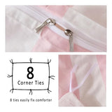 Merryword Pink and White Striped Duvet Cover Set King Size, 100% Cotton Bedding Set with Zipper Closure & 8 Corner Ties, Luxury Linen Like Bedding, Soft Breathable Comforter Cover for All Seasons Merryword