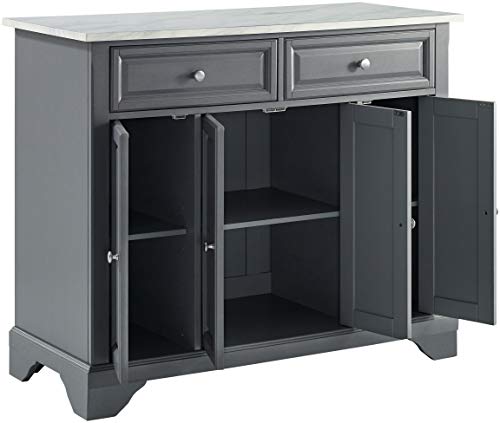 Crosley Furniture Avery Kitchen Island with Storage Shelves, Microwave Stand, Coffee Bar, Gray Crosley Furniture