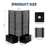 Privacy Screen with Planter Box - 3-Panel Freestanding Outdoor Room Divider, 51x70x31 Inch Metal Garden Fence with 4 Self-Draining Raised Garden Beds for Patio Deck Yard, Black Garvee