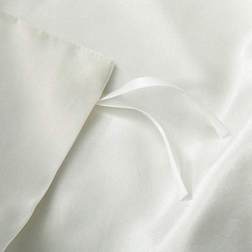 P Pothuiny 5 Pieces Satin Duvet Cover Full/Queen Size Set, Luxury Silky Like Ivory White Duvet Cover Bedding Set with Zipper Closure, 1 Duvet Cover + 4 Pillow Cases (No Comforter) P Pothuiny