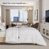 Pacific Coast Twin Comforter Filled with White Goose Down Bed Comforter, Fluffy All Season Luxury Hotel White Duvet Insert with 8 Loops, 68"x90" Pacific Coast