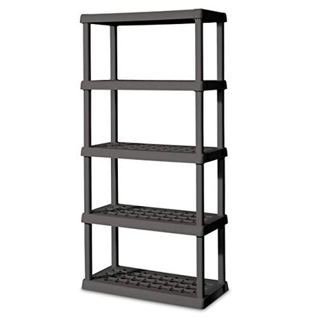 Sterilite 5 Shelf Gray Shelves Legs 1 Pack 01553V01 Unit, Flat, 1-Pack Sterilite