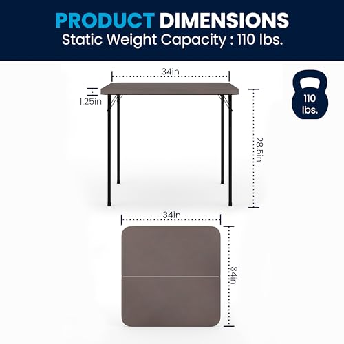 Flash Furniture Dunham 2.83' Square Plastic Folding Event Table with Carrying Handle, Bi-Fold Banquet Table for Indoor/Outdoor Events, Dark Gray Flash Furniture
