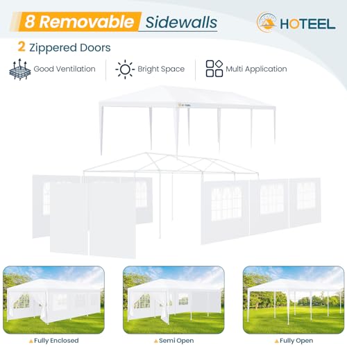 HOTEEL 10'x30' Canopy Party Tent with 6 Removable Sidewalls, Outdoor Event Tent for Weddings, BBQ, Parties, Patio Camping Gazebo, Waterproof, White Hoteel
