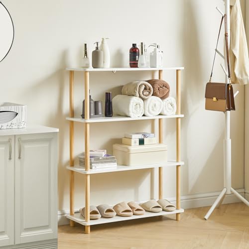 IBUYKE Modern 4-Tier White Wooden Open Bookcase - Versatile Storage & Display Unit for Home and Office IBUYKE