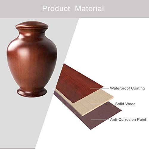 Elegant Wood Vase Urns for Human Ashes Adult Male/Female,for Adults up to 200lbs,Burial Cremation urn for Funeral MAKEY'S