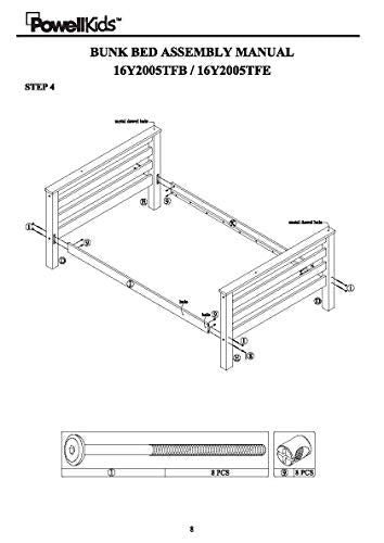 Powell Espresso Twin/Full Bunk Bed with Built-In Ladder and Detachable Design - WoodArtSupply