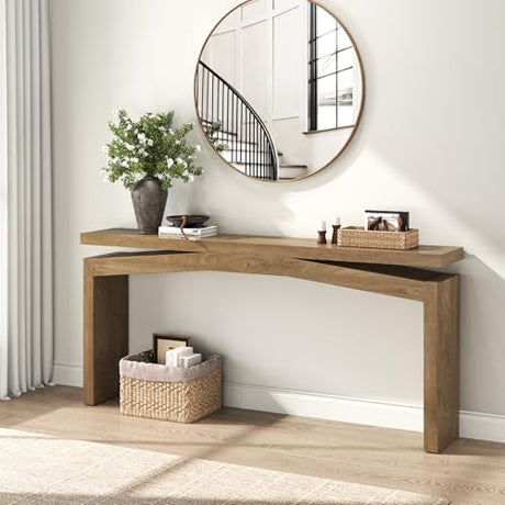 Epecoya Console Tables for Entryway 63-Inch, Wooden Sofa Tables Narrow Long Behind Couch Farmhouse, Modern Entryway Tables Rectangular for Entrance, Home, Living Room, Natural Brown Epecoya
