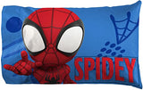 Jay Franco Kids Sheet Set with Fitted, Flat Sheets & Pillow Cover - Ultra-Soft Bedding with Pillowcase for Room Decor, White - Spidey & Friends, 3 Piece Twin Jay Franco
