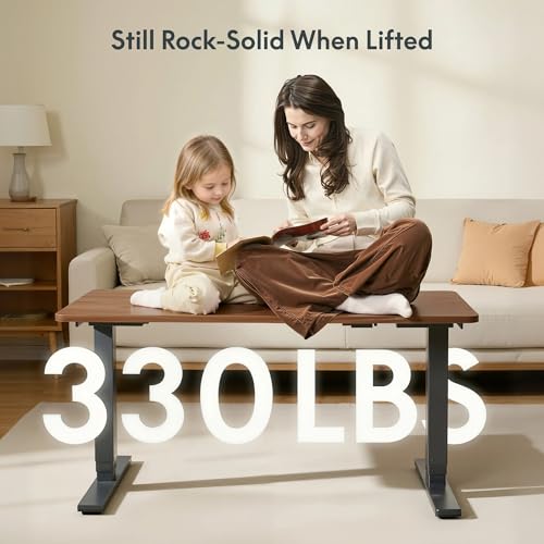 FLEXISPOT E6 MAX Woodix Acacia Solid Wood 72x30 Inch Dual Motor Heavy Duty Standing Desk, 330lbs Capacity, 3-Stage Height Adjustable Desk w/Cable Management & Wheels(Brown Acacia Wood + Black Frame) FLEXISPOT