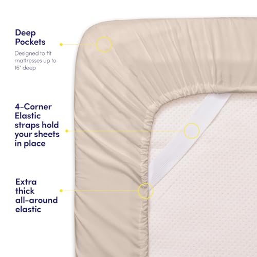 1500 Supreme Collection Queen Sheet Sets Beige Cream - Luxury Hotel Bed Sheets and Pillowcase Set for Queen Mattress - Extra Soft, Elastic Corner Straps, Deep Pocket Sheets, Queen Beige Cream Sweet Home Collection