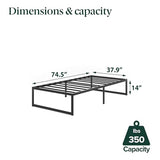 ZINUS ABEL 14 Inch Platform Bed Frame, Steel Slat Support, Easy Assembly, No Box Spring Needed, Eco Friendly WonderBox(TM) Packaging, Black, Twin ZINUS