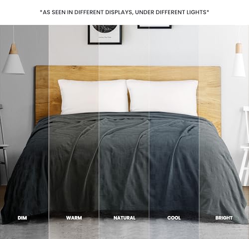 Utopia Bedding Smoke Gray 100% Cotton Blanket [Queen Size - 90x90 Inch] 350GSM Lightweight, Soft and Breathable Thermal Blanket for All Seasons Utopia Bedding