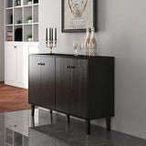 Panana Sideboard Buffet Cabinet Kitchen Storage Cabinet Living Room 4 Doors Console Table (Black) Panana