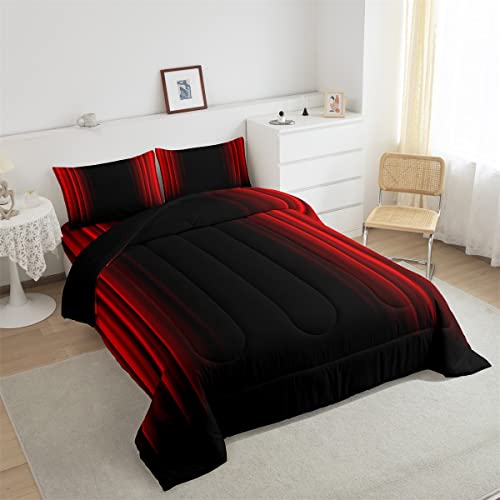 Feelyou Abstract Ombre Comforter Set Kids Teens Red and Black Bedding Set Room Decor 2Pcs Twin Size Feelyou