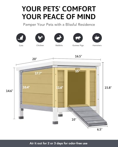 CO-Z Outdoor Cat House, Weatherproof Rabbit Hutch Hideout Indoor Bunny Cage, Wooden Outside Shelter for Feral Cats, Rabbits, Chicken, Small Animal, Ideal for Guinea Pigs Pigeons Ducks Tortoises, Gray CO-Z