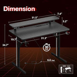 MOTPK Small Gaming Desk with LED Lights & Power Outlets, 31 Inch Computer Desk Gaming Table with Monitor Shelf, Gamer Desk with Carbon Fiber Texture, Kids Boys Desk Gift for Men MOTPK