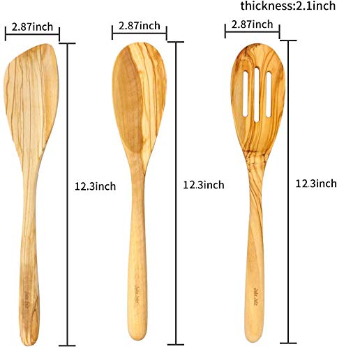 jalz jalz Olive Wooden Spoons for Cooking Utensils Set,3-Piece wooden cooking utensils - WoodArtSupply