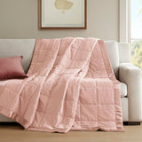 Madison Park Windom Down Alternative Blanket, Premium 3M Scotchgard Moisture Wicking Treatment, Lightweight and Soft Bed Cover For All Season, Satin Trim, Blush Full/Queen Madison Park