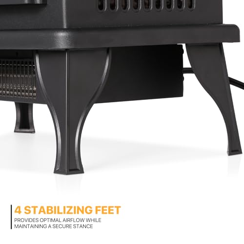 mollie 21-Inch Electric Fireplace Stove 1500W Portable Indoor Freestanding Fireplace Heater with Flame Effect and Adjustable Temperature, Overheating Protection (Black) mollie
