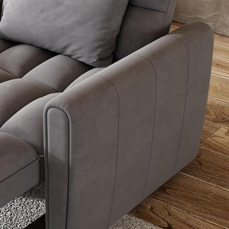 3 In 1 Velvet Convertible Single Sofa Bed,Pull Out Couch Bed With Reclining Backrest &Pillows,38.2" Modern Chaise Lounge Sleeper Sofa Futon Chair Bed,Couches for Small Spaces,Living Room (Dark Gray) Xinmviec