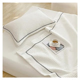 YUSIWOAL Korean Bubble Yarn Summer Blanket Compatible with Double Bed Breathable Thin Comforter Set Machine Washable Quilt 3 Pcs Set or Single Quilts,Summer Duvet Cover sets(Bianco,150x200cm) YUSIWOAL
