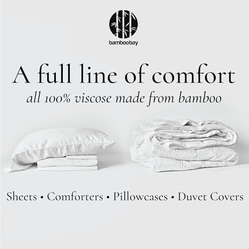 Bamboo Bay All Season Queen Size Comforter, 100% Viscose Made from Bamboo, Soft Quilted Down Alternative Duvet Insert with Corner Tabs, Breathable Cooling Bedding, 90 x 94 Inch Bamboo Bay