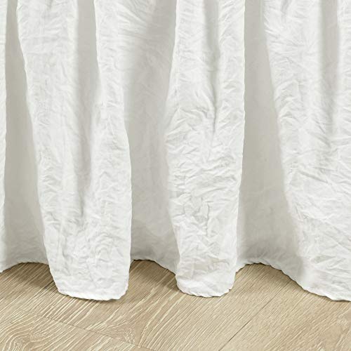 Lush Decor Ruched Ruffle Elastic Easy Wrap Around Bed Skirt Single Queen/King/Cal King Off White - Queen Bed Skirt - Dust Ruffle - Cream Bedskirts Lush Decor