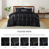 Lanest Housing Twin Size Satin Comforter Set Black, 2 Pieces Soft and Lightweight Silk Bedding, All Season Fluffy Down Alternative Comforter Bed Set Lanest Housing
