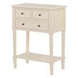 Knocbel Slim Antique Entry Console Table with 3 Drawers & Bottom Open Shelf, Solid Wood Narrow Sofa Couch Table for Entryway Hallway Living Room 23.7" W x 13" D x 31.4" H Beige Knocbel