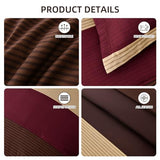 Anibedding Red and Brown Comforter Set King Size, Boho Burgundy Striped Bedding Comforter Set 7 Piece Bed in a Bag, Soft Microfiber Down Alternative Farmhouse Bedding Set for All Season(104"x90") Anibedding